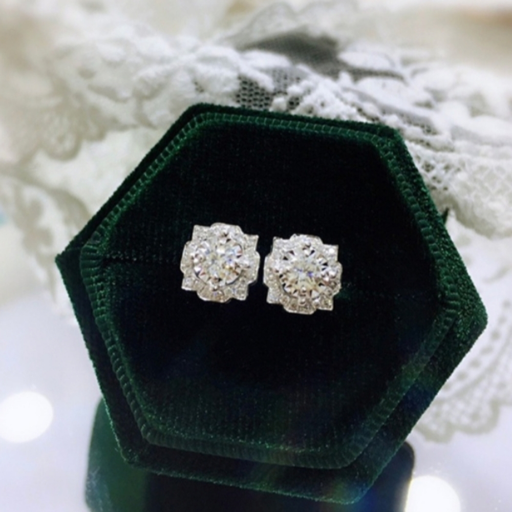 Swarovski Crystals 925 Sterling Silver Geometric Stud Earrings